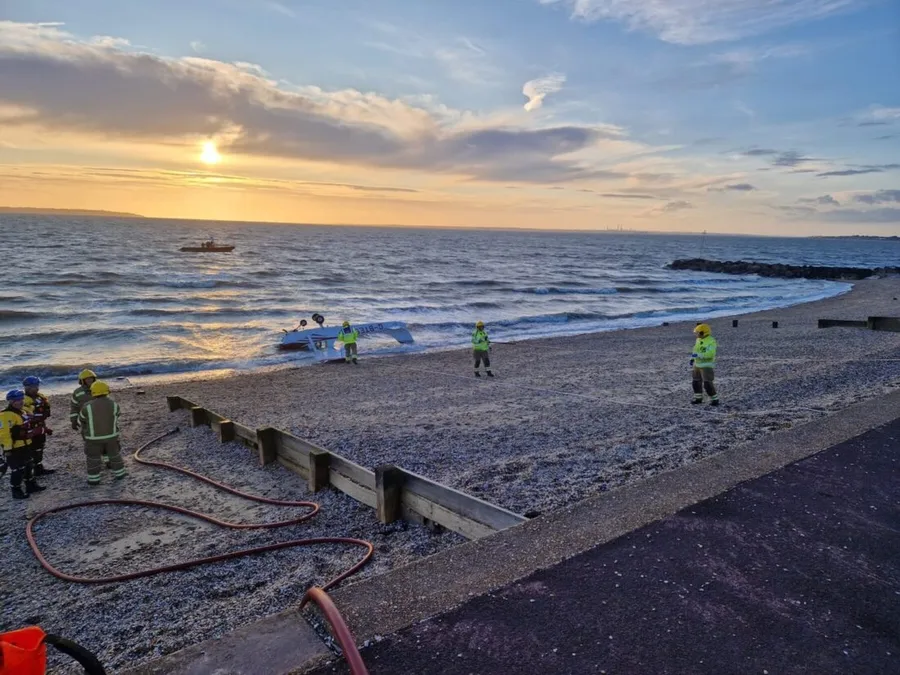 Miracle Escape as Light Aircraft Ditches into Sea off Lee-on-the-Solent Beach